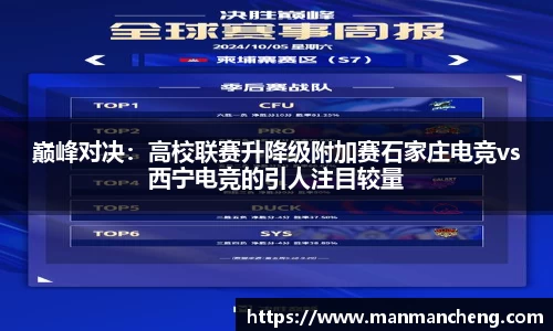 巅峰对决：高校联赛升降级附加赛石家庄电竞vs西宁电竞的引人注目较量